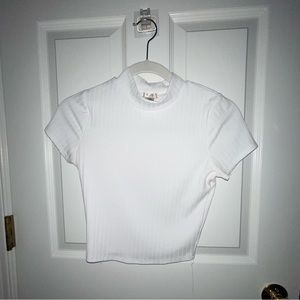 Bozzolo | White Mock Neck Turtleneck Short Sleeve | Size: Small